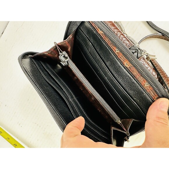Vtg Brighton Brown/Black Leather Crossbody Bag Purse Shoulder - EUC - Picture 7 of 12